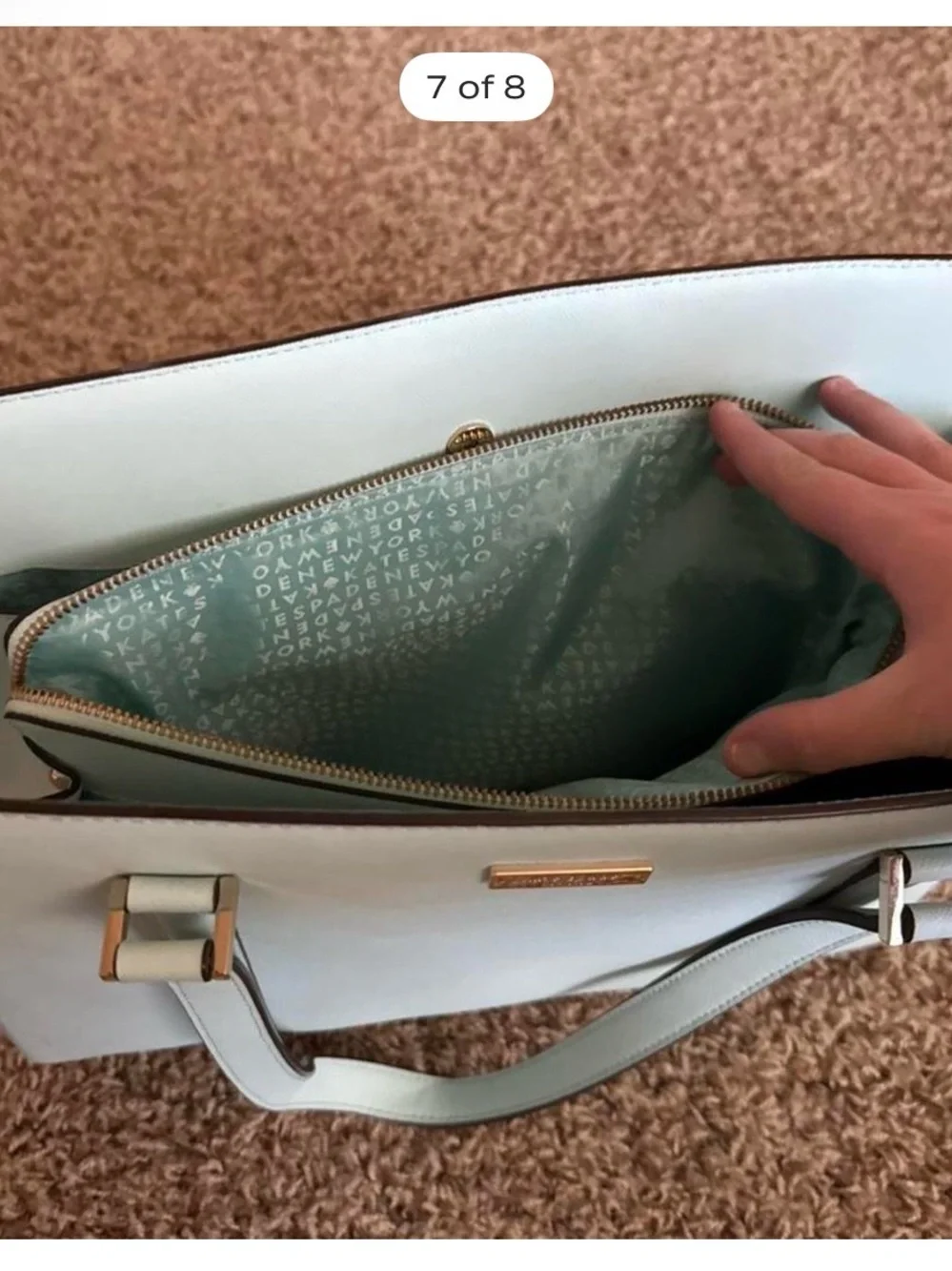 kate spade Mint Green Structured Tote with Gold Hardware